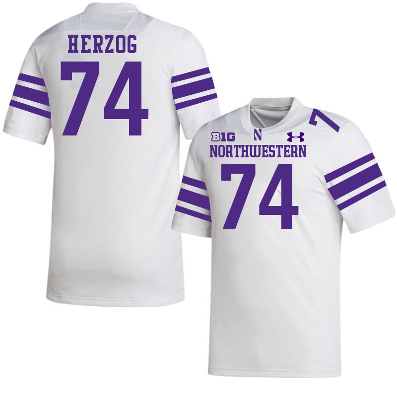 Northwestern Wildcats #74 Nick Herzog College Football Jerseys Stitched-White